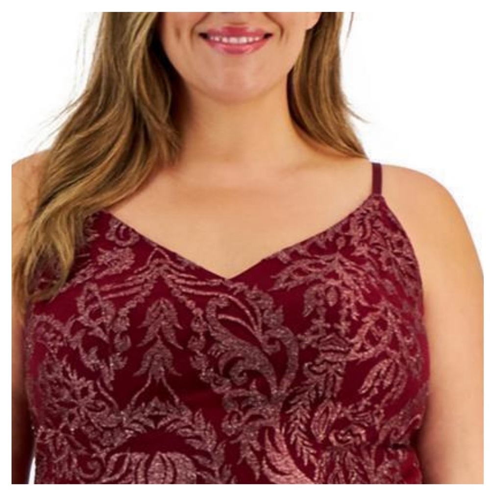Women’s Formal Dress Plus Size 16W Speechless Red Foral Glitter Short Gown NEW - Picture 5 of 5